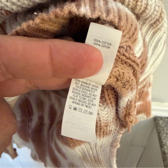 Aerie Brown White Tie Dye Cotton Knit Sweater – Size XL - Picture 6 of 8